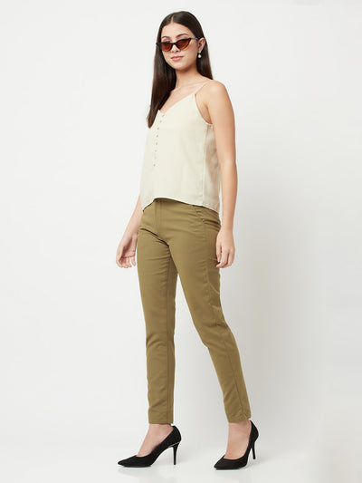 Moss Green Trousers-Women Trousers-Crimsoune Club