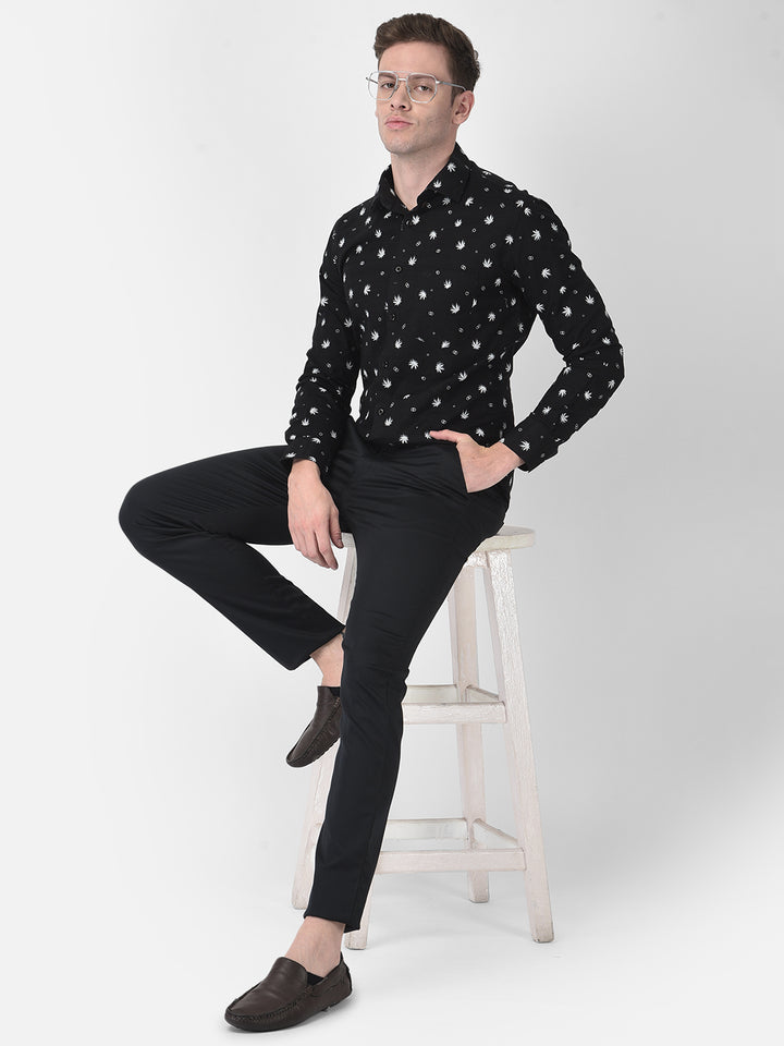 Black Floral Shirt-Men Shirts-Crimsoune Club