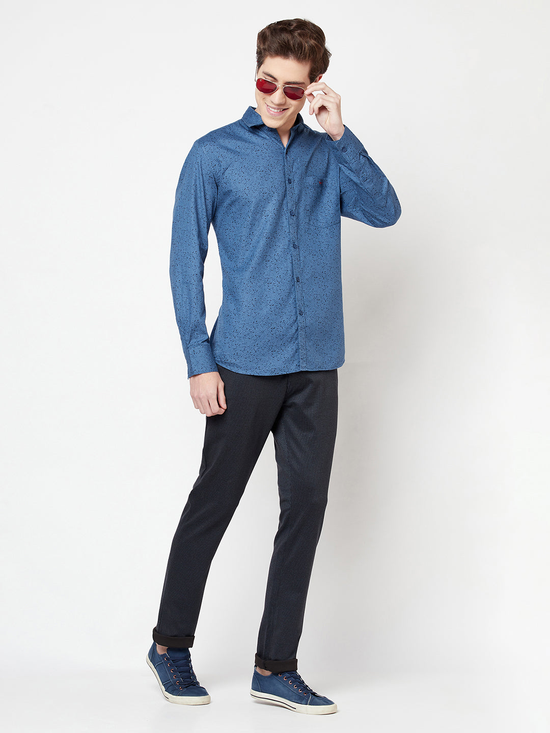 Blue Printed Shirt - Men Shirts