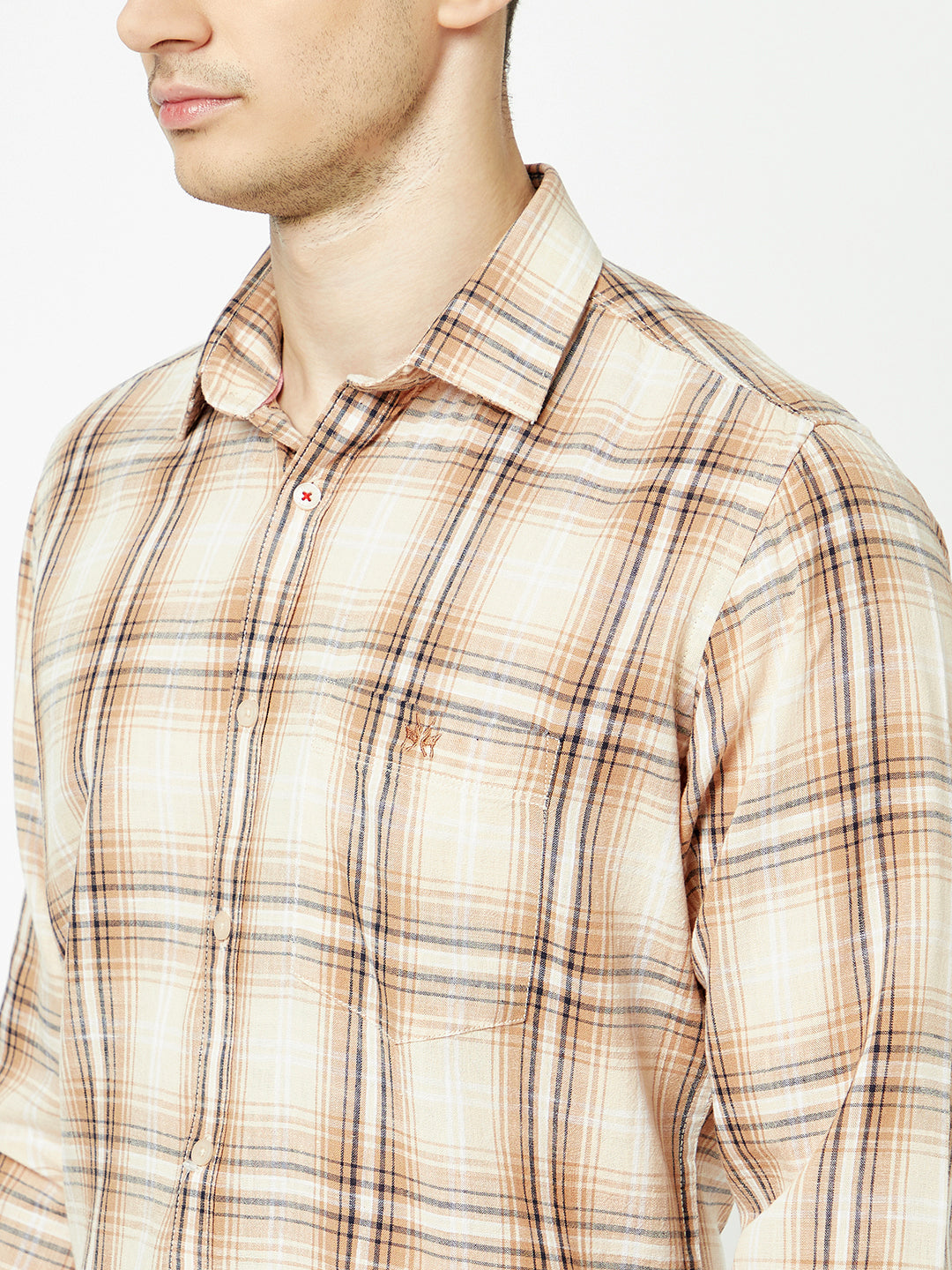  Brown-Toned Checkered Shirt