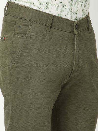  Olive Green Textured Trousers