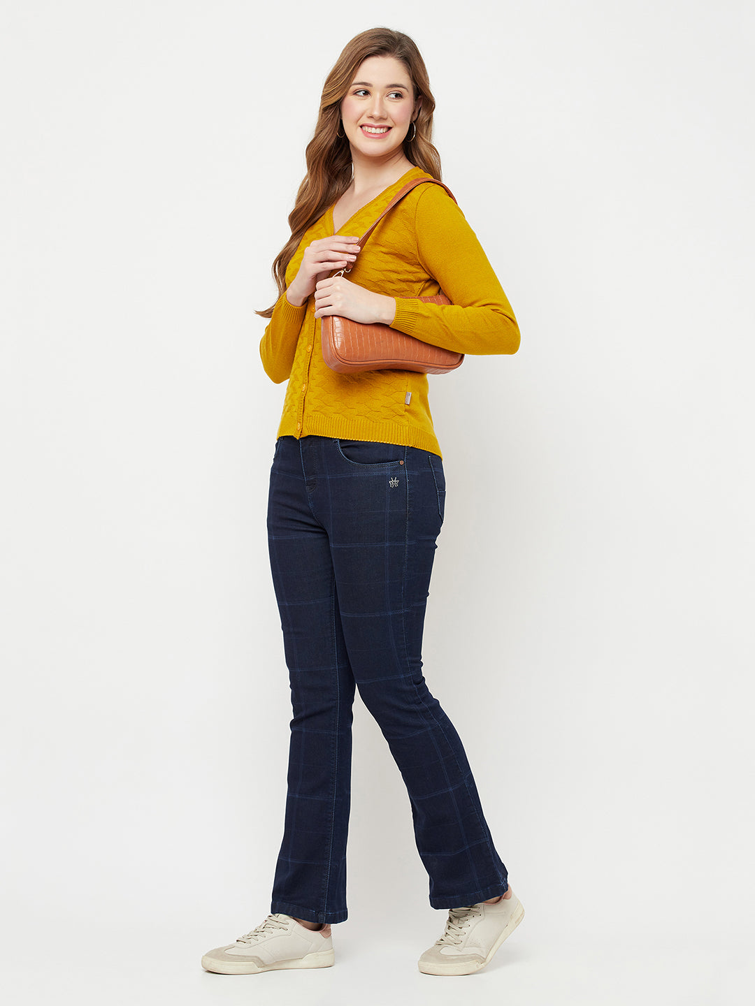 Mustard V-Neck Sweater - Women Sweaters