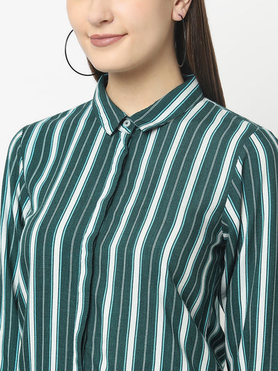 Teal Green Shirt in Stripes