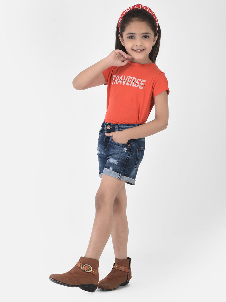 Sunrise Orange Typographic T-shirt - Girls T-Shirts