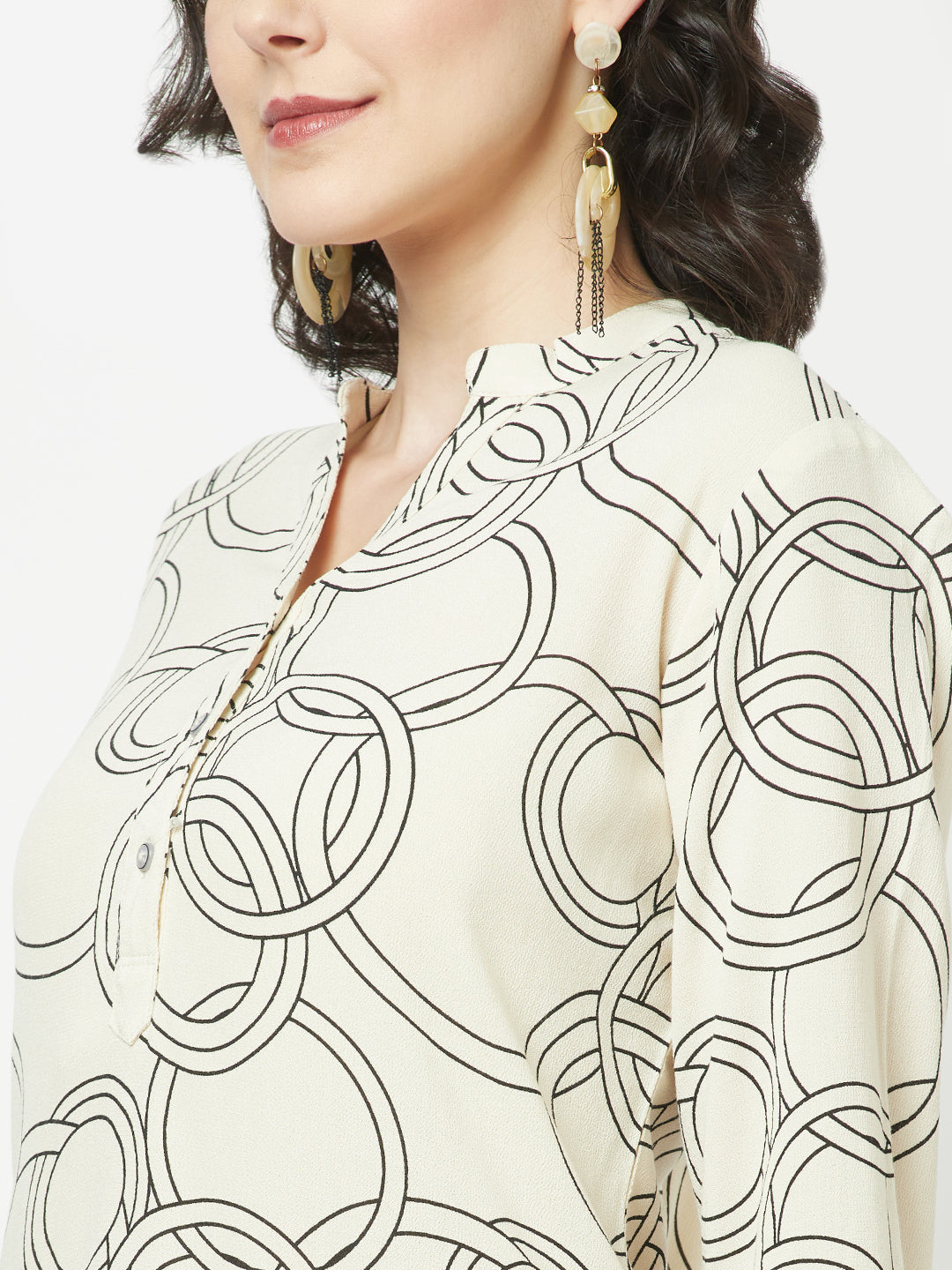 Fawn High-Low Geometric Print Top 