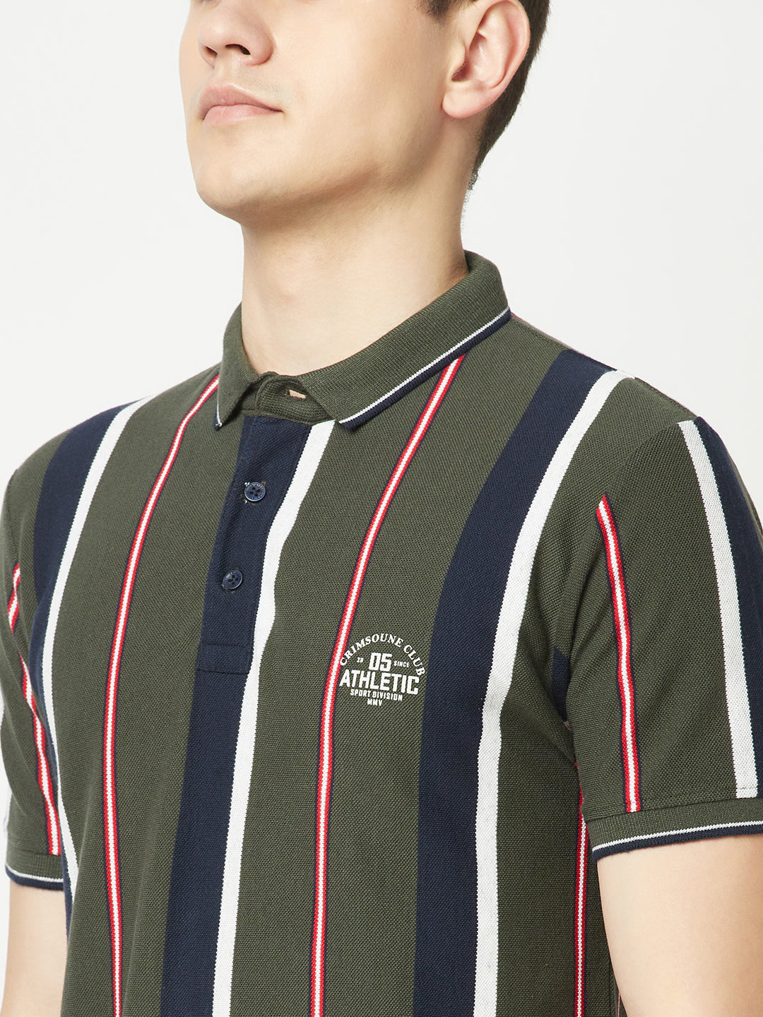  Forest Green Striped Polo T-Shirt