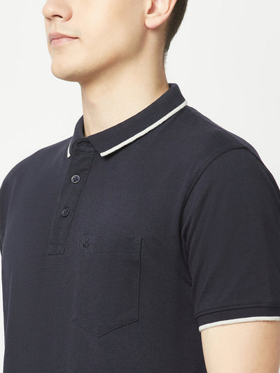  Dark Navy Minimal Polo T-Shirt