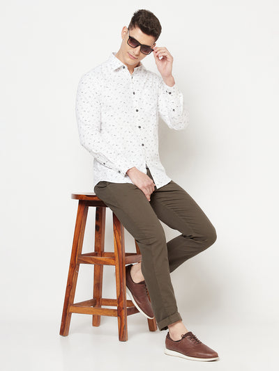 White Floral Shirt - Men Shirts