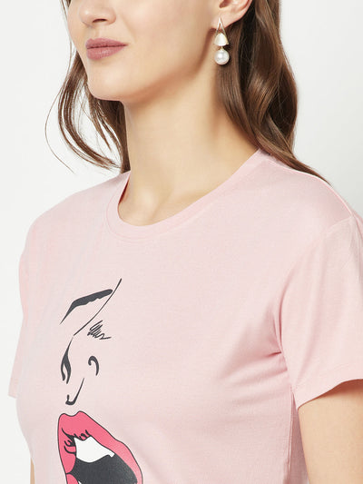  Pink Graphic Cropped T-Shirt