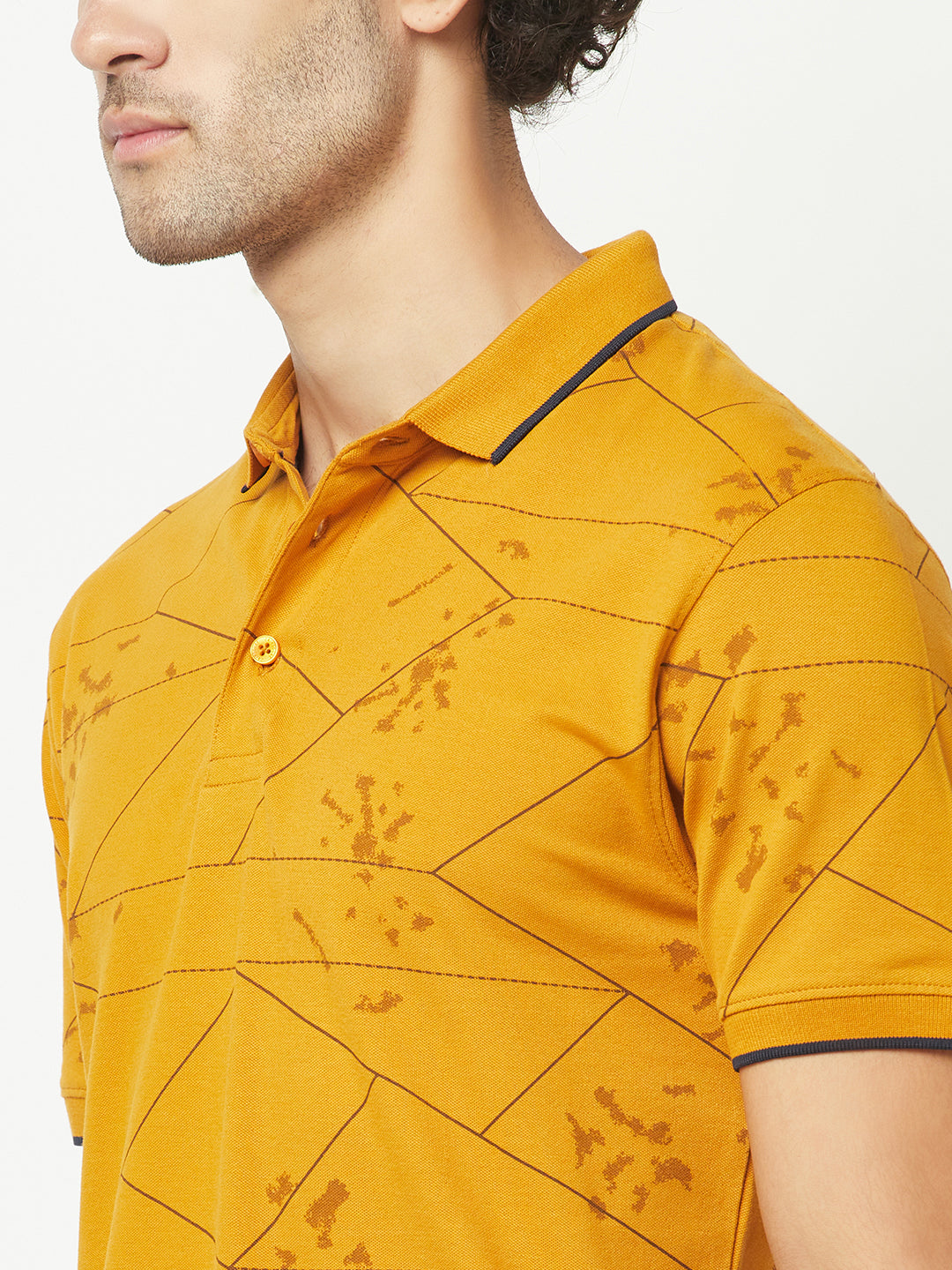  Mustard Abstract Polo T-Shirt