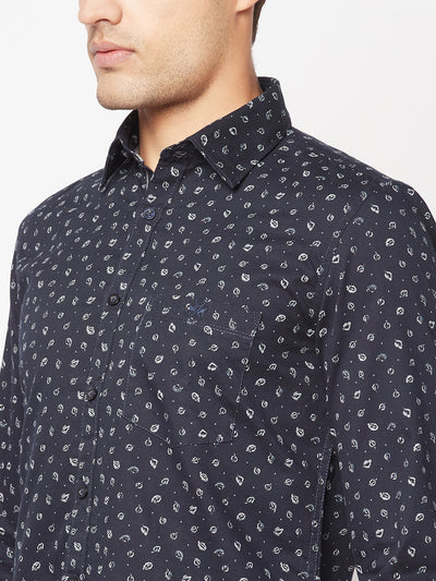  Navy-Blue Floral Shirt 