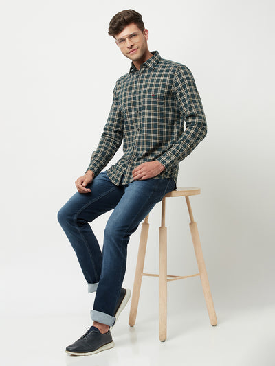 Green Tartan Checked Shirt-Men Shirts-Crimsoune Club