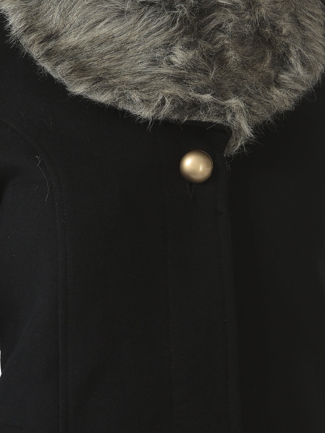  Black Fur-Neck Coat