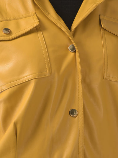  Cropped Mustard Faux Leather Jacket