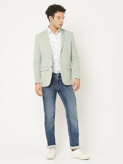  Green Blazer in Textured Print 