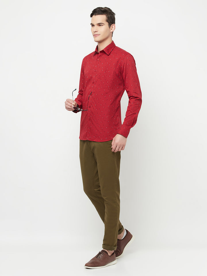 Maroon Floral Printed Shirt - Men Shirts