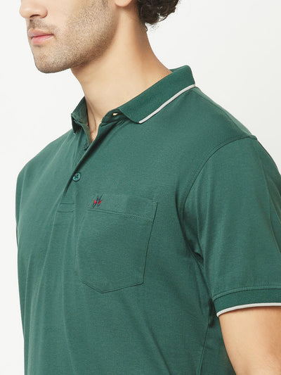  Plain Bottle Green Polo T-Shirt