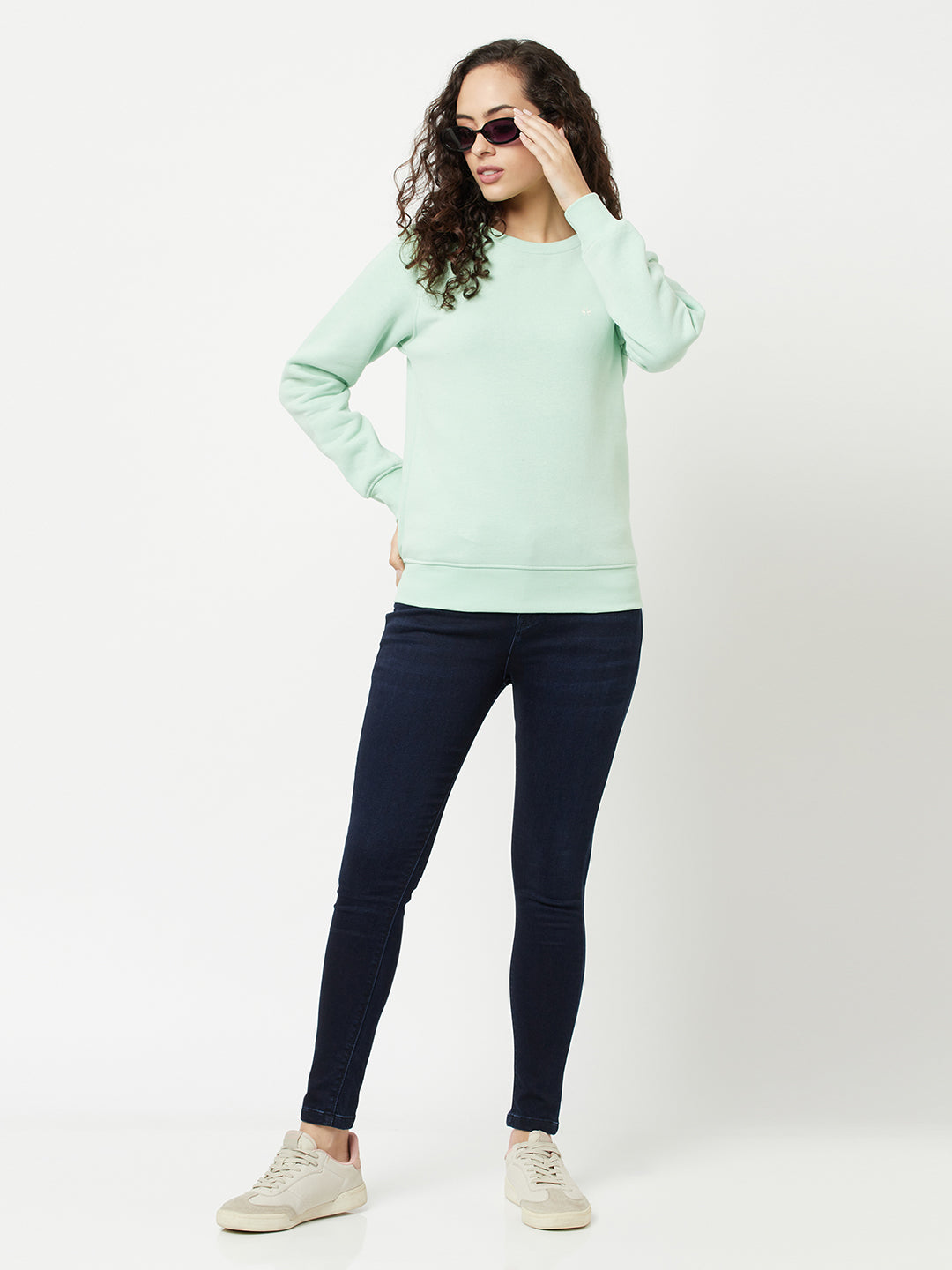 Mint Green Sweatshirt-Women Sweatshirts-Crimsoune Club