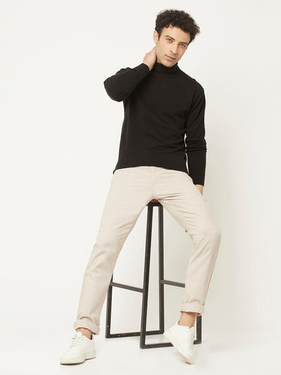 Black Sweater with High-Neck-Men Sweaters-Crimsoune Club