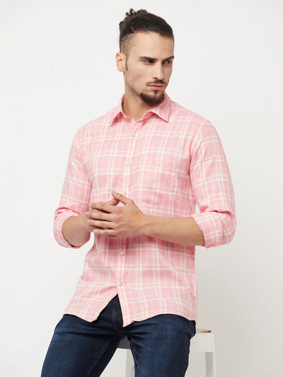 Pink Checked Casual Shirt - Men Shirts