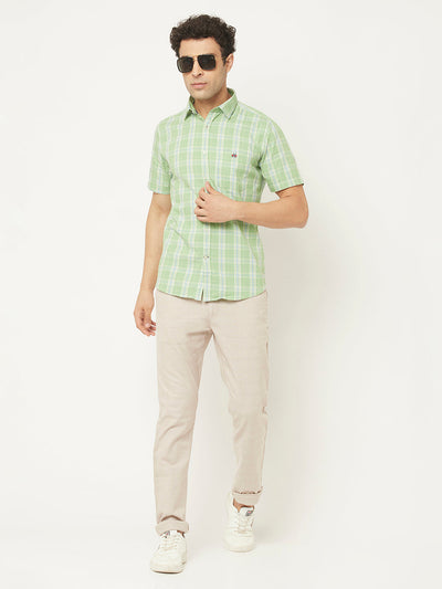   Short-Sleeved Green Shirt in Checks