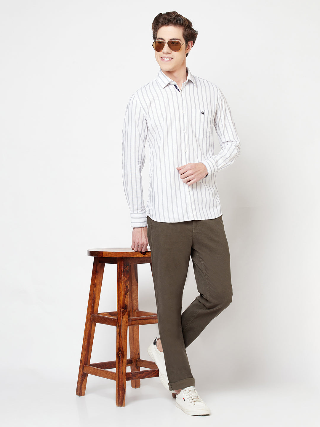 White Striped Shirt - Men Shirts