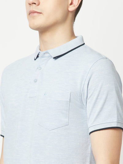  Sky Melange Polo T-Shirt