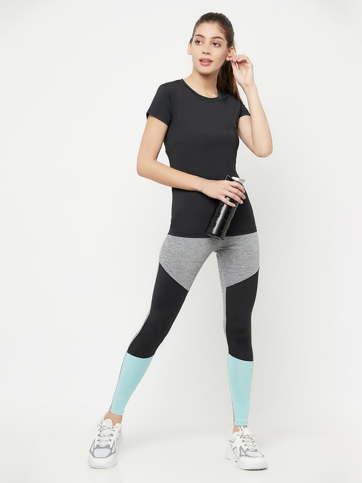 Black Round Neck Sports T-Shirt - Women T-Shirts