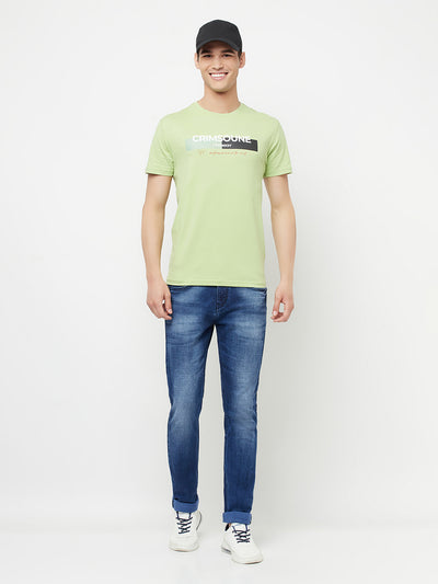 Green Printed Round Neck T-Shirt - Men T-Shirts