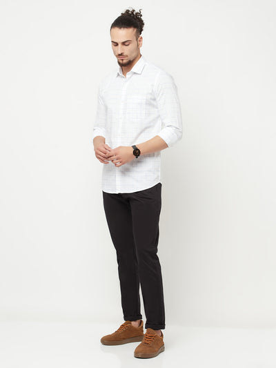 White Checked Casual Shirt - Men Shirts