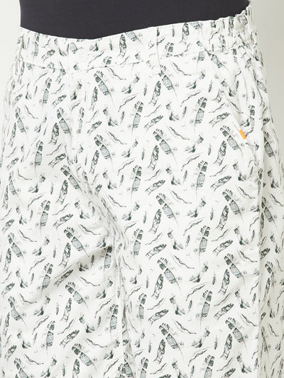 White Abstract Print Chino Shorts