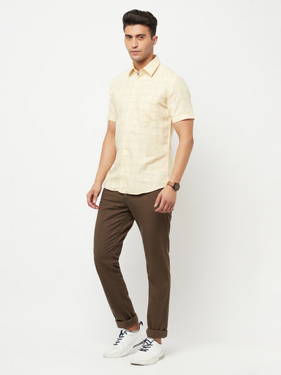 Yellow Checked Shirt - Men Shirts