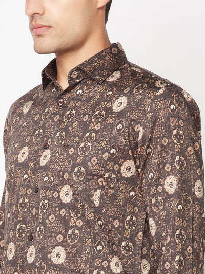  Olive Motif Print Shirt
