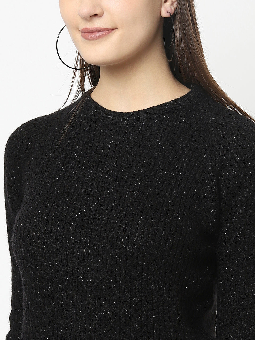 Black Knitted Sweater with Button Detailing