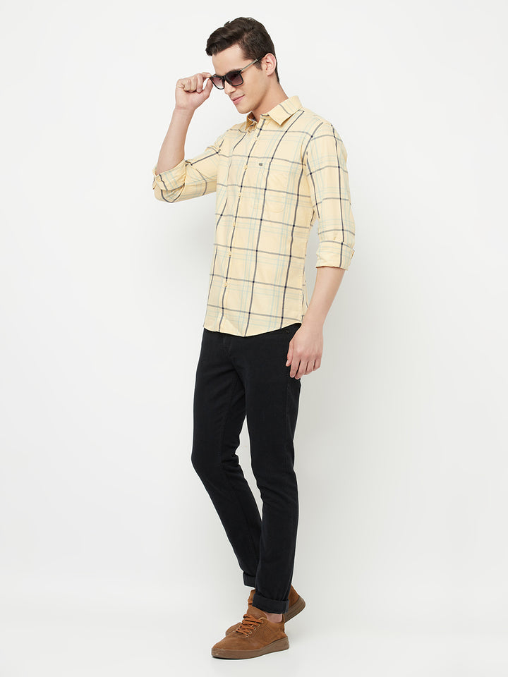 Yellow Checked Shirt - Men Shirts