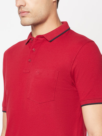  Maroon Minimal Polo T-Shirt