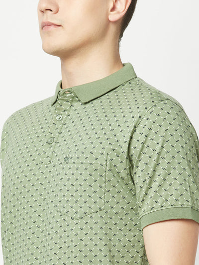  Fern Green Geometric Polo T-Shirt