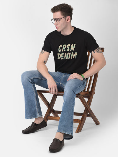 Black Typographic T-Shirt-Men T-Shirts-Crimsoune Club