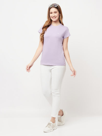 Light Purple Round Neck T-Shirt - Women T-Shirts
