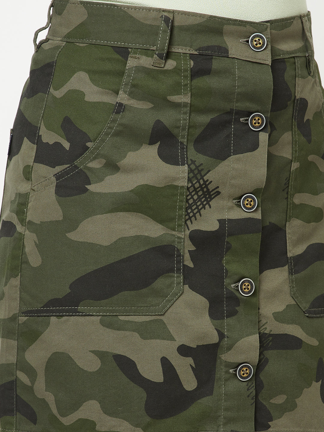  Camouflage Pencil-Fit Skirt