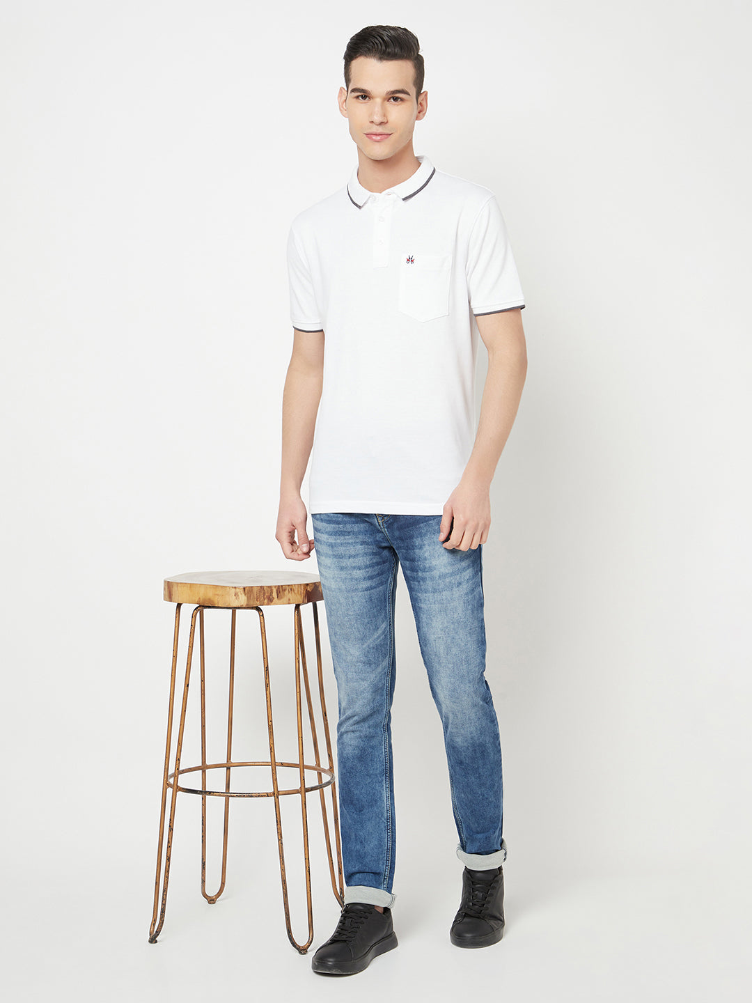 White Polo T-Shirt - Men T-Shirts