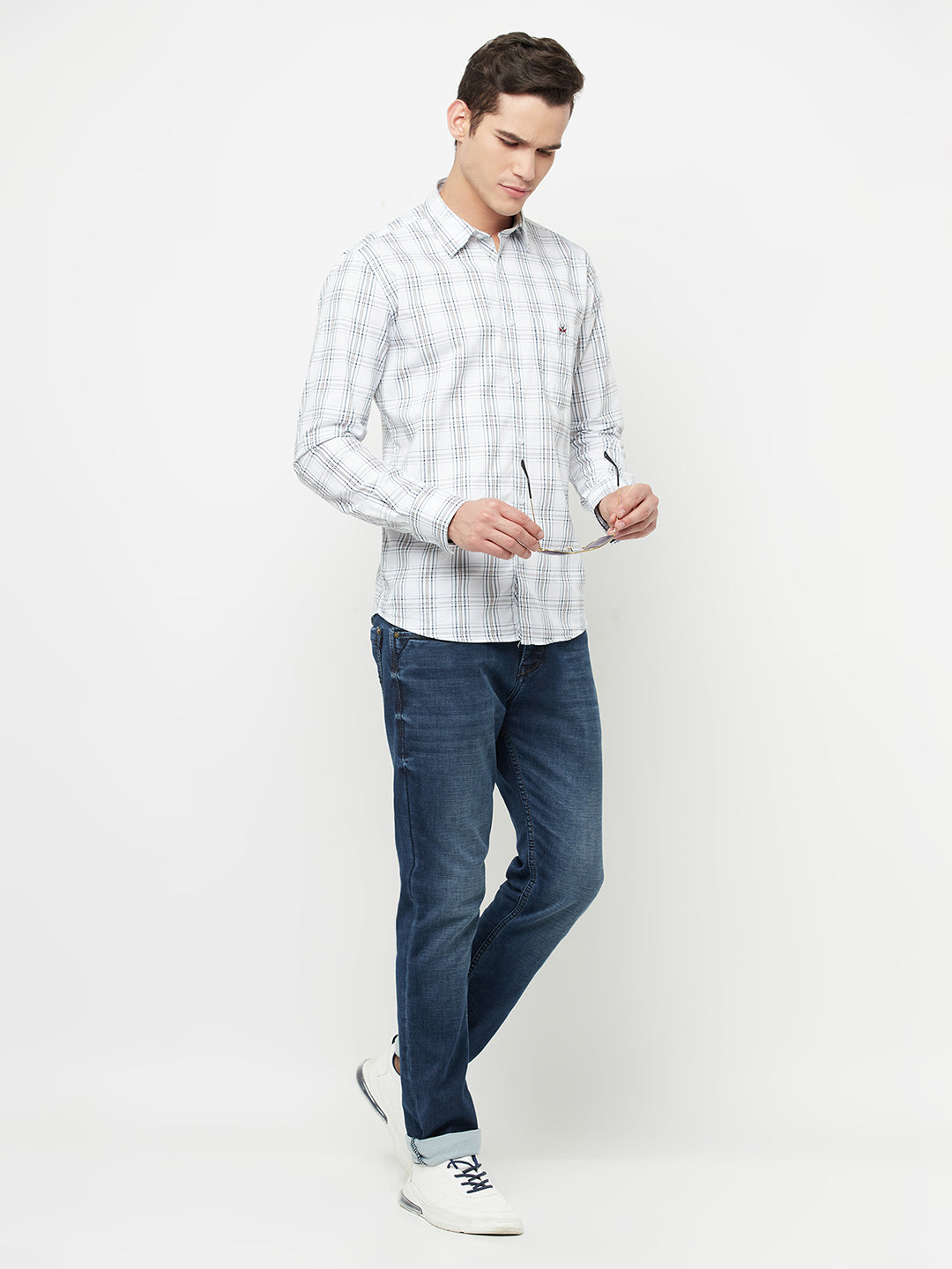 White Checked Shirt - Men Shirts