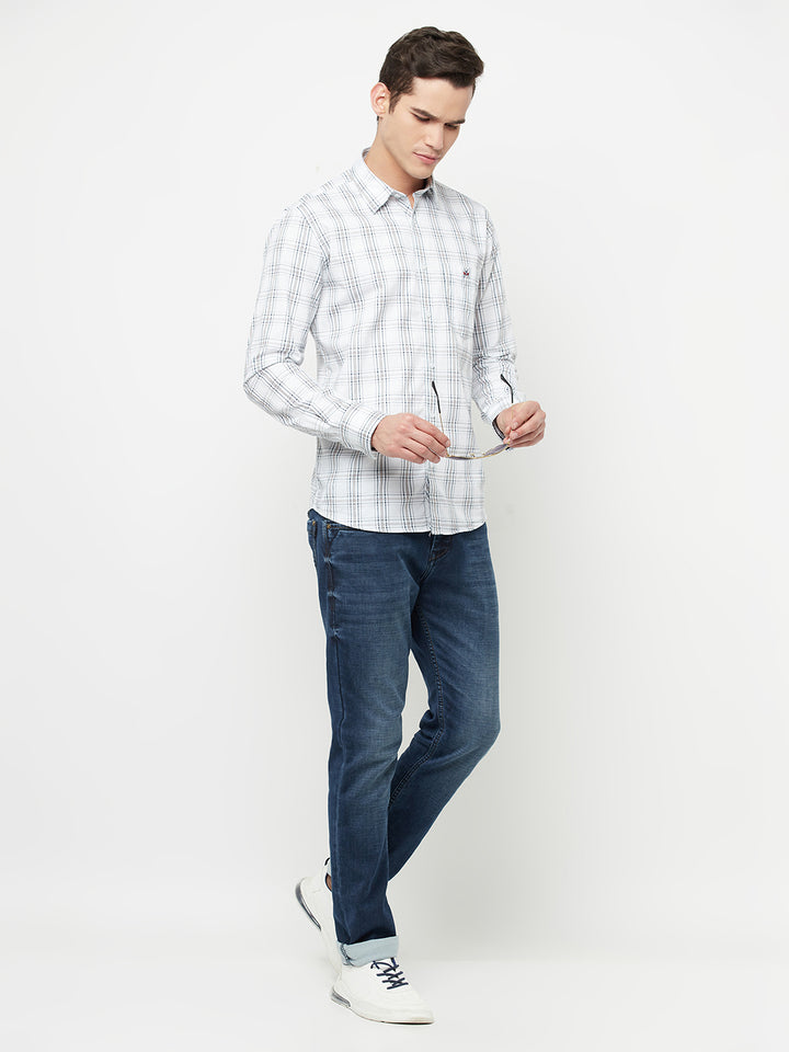 White Checked Shirt - Men Shirts
