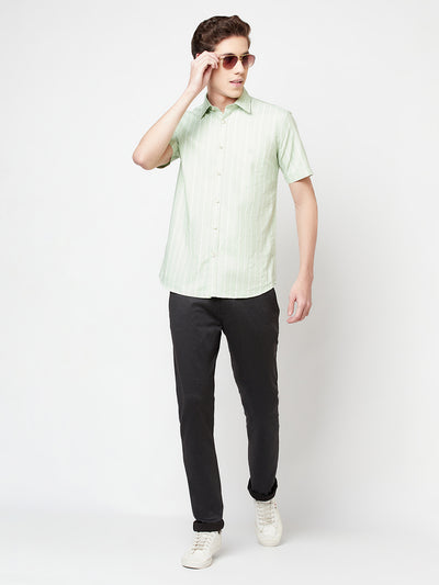 Mint Green Striped Shirt - Men Shirts