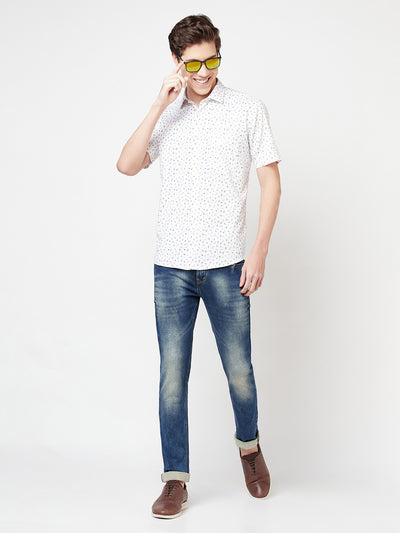 White Floral Shirt - Men Shirts