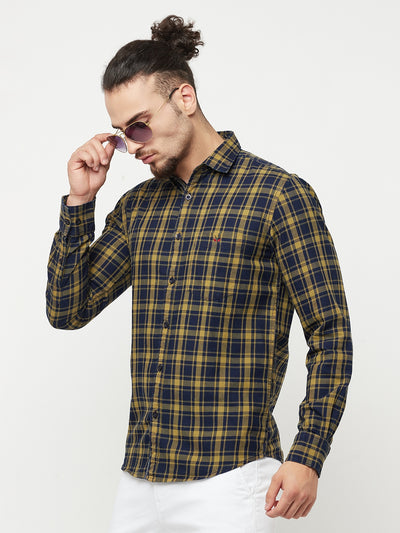 Beige Checked Casual Shirt - Men Shirts