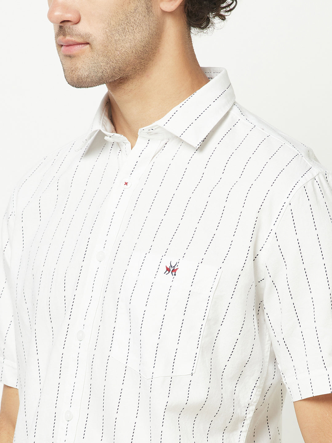  White Dot-Stripe Shirt