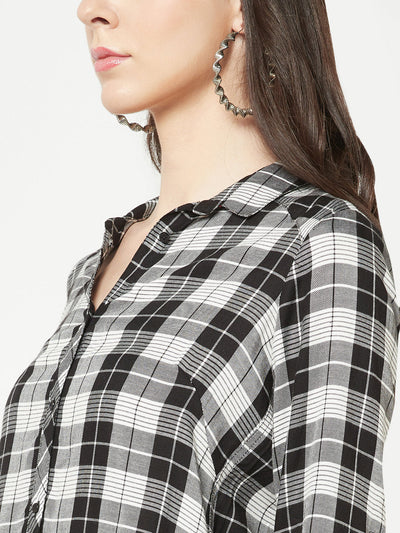  White Checked Longline Shirt