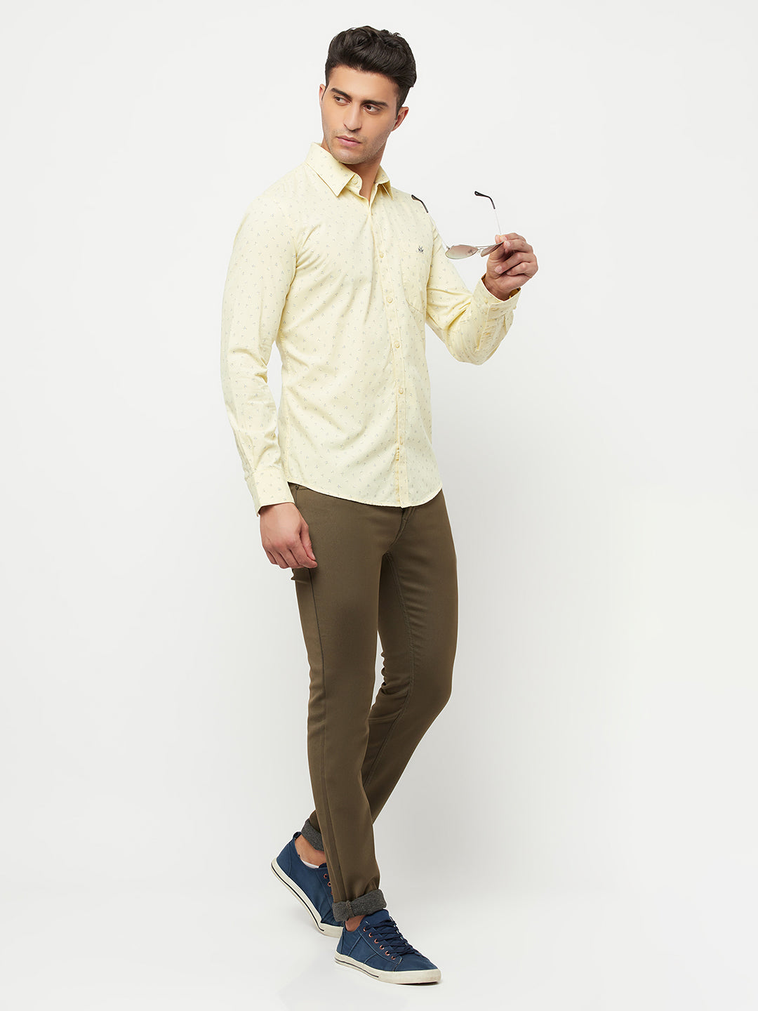 Yellow Floral Printed Shirt - Men Shirts