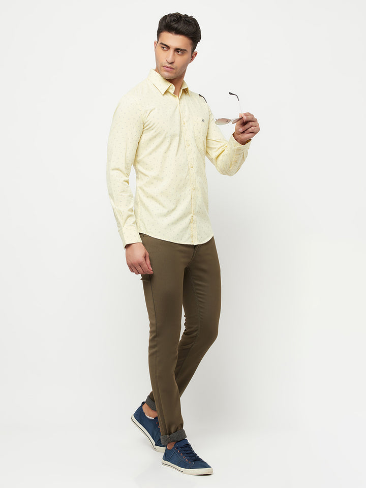 Yellow Floral Printed Shirt - Men Shirts